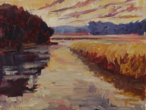 Turning Home at Sunset 9 x 12 sold