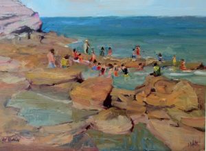 Bathing at the Sea, 12 x 16